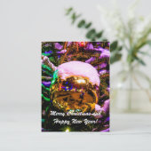 Kerstbal Geel Feestdagenkaart (Staand voorkant)