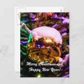 Kerstbal Geel Feestdagenkaart (Voorkant / Achterkant)