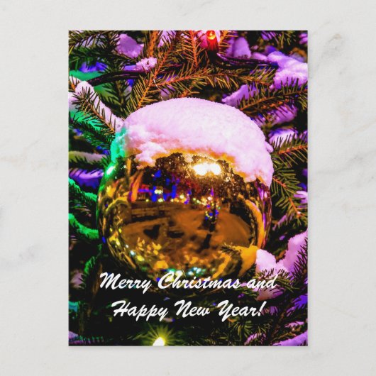 Kerstbal Geel Feestdagenkaart (Voorkant)