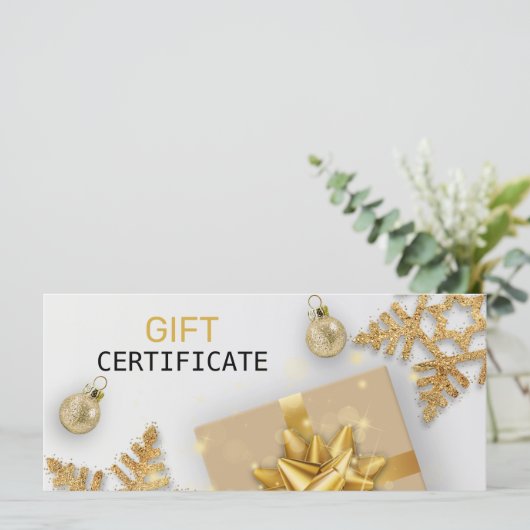 kerstbal Gold Gift Gold Snowflakes (Staand voorkant)