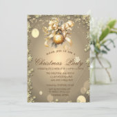 Kerstbal, Gouden Sterren Kerst Bedrijfsfeest Kaart (Staand voorkant)