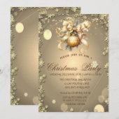 Kerstbal, Gouden Sterren Kerst Bedrijfsfeest Kaart (Voorkant / Achterkant)