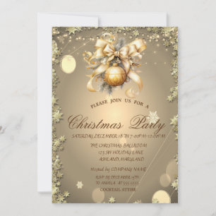 Kerstbal, Gouden sterren Kerstfeest bedrijfsfeest Kaart