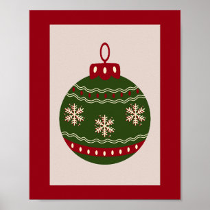 Kerstbal Groen En Rood Poster