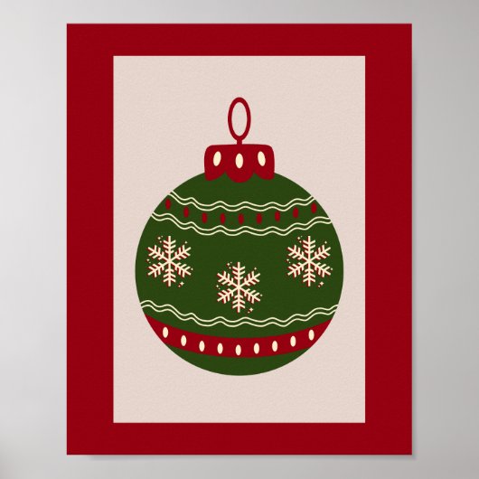 Kerstbal Groen En Rood Poster (Voorkant)