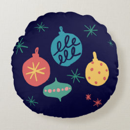 Kerstbal Groen Geel Sierkussen Rond Kussen