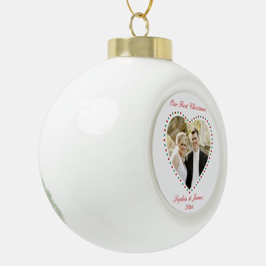 Kerstbal 'Hart eerst samen kerstfeest' Keramische Bal Ornament (Links)