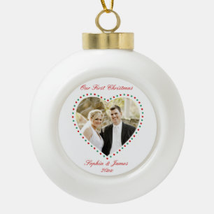 Kerstbal 'Hart eerst samen kerstfeest' Keramische Bal Ornament