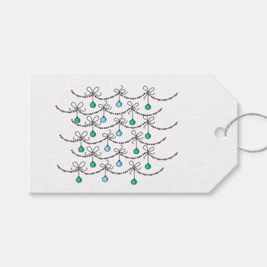 Kerstbal het lichte patroon van het Koord aan van Cadeaulabel (Voorkant (Horizontaal))