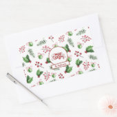 Kerstbal Hulstbessen Dennengroen Monogram Rechthoekige Sticker (Envelop)