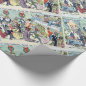 Kerstbal in Catville, Louis Wain Cadeaupapier (Hoek)