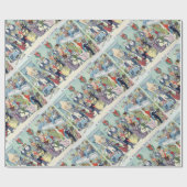 Kerstbal in Catville, Louis Wain Cadeaupapier (Vlak)