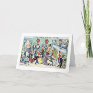 Kerstbal in Catville, Louis Wain Feestdagen Kaart