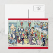 Kerstbal in Catville, Louis Wain Feestdagenkaart (Voorkant / Achterkant)