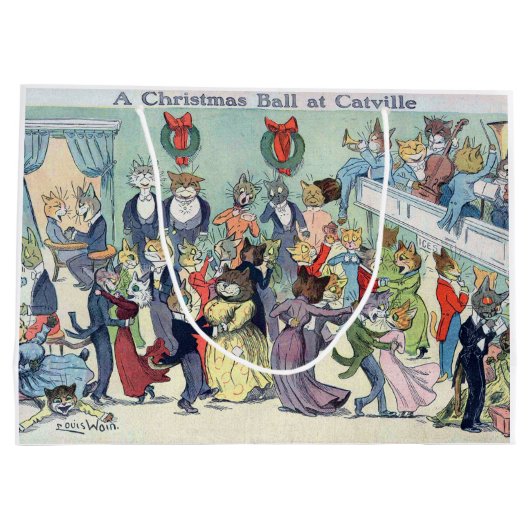 Kerstbal in Catville, Louis Wain Groot Cadeauzakje (Achterkant)