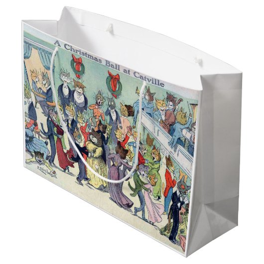 Kerstbal in Catville, Louis Wain Groot Cadeauzakje (Achterkant Gekanteld)