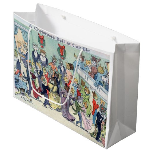 Kerstbal in Catville, Louis Wain Groot Cadeauzakje (Voorkant Gekanteld)