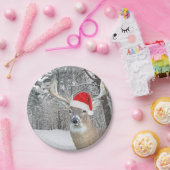 kerstbal in sneeuwvlokken papieren bordje (Feest)