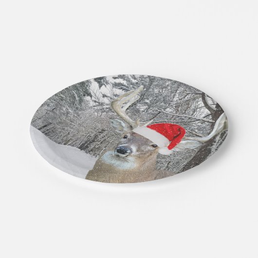 kerstbal in sneeuwvlokken papieren bordje (Gekanteld)