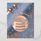 Kerstbal in zoet roze en blauw folie feestdagen briefkaart (Voorkant)