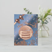 Kerstbal in zoet roze en blauw folie feestdagen briefkaart (Staand Voorkant)