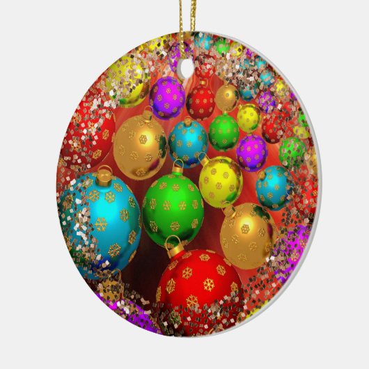 Kerstbal Jamboree Glans Keramisch Ornament (Links)