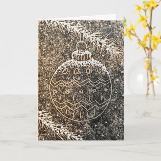 Kerstbal kaart (Gele Bloem)