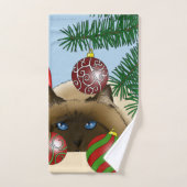 Kerstbal Kat Bad Handdoek (Handdoek)