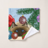Kerstbal Kat Bad Handdoek (Wasdoekje)