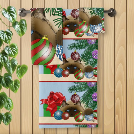 Kerstbal Kat Bad Handdoek