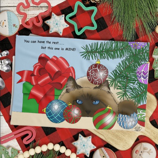 Kerstbal Kat Theedoek