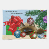 Kerstbal Kat Theedoek (Horizontaal)