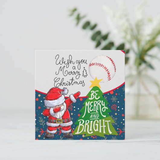 Kerstbal kerstdabbing Santa Claus voor speler Feestdagenkaart (Staand voorkant)