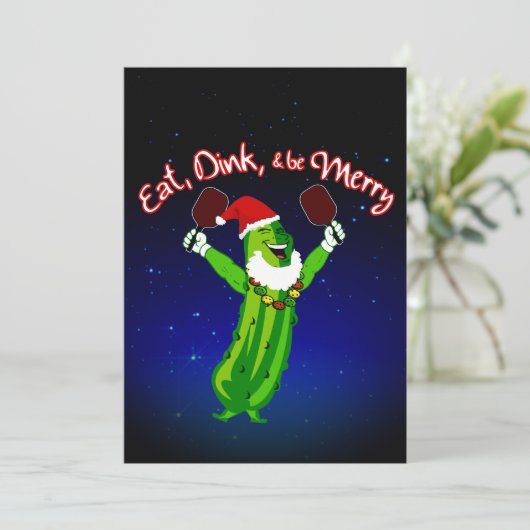 kerstbal kerstman feestdagenkaart (Staand voorkant)