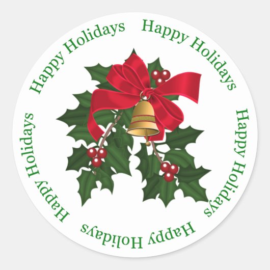 Kerstbal Klassiek Rond Sticker (Voorkant)