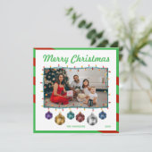 Kerstbal Kleurrijke gloeilampen Foto Feestdagenkaart (Staand voorkant)