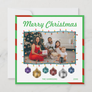 Kerstbal Kleurrijke gloeilampen Foto Feestdagenkaart