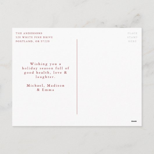 Kerstbal Krans Hulst vrolijk Niet-foto Feestdagenkaart (Achterkant)