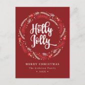 Kerstbal Krans Hulst vrolijk Niet-foto Feestdagenkaart (Voorkant)