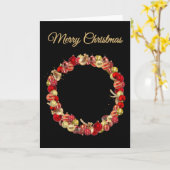 Kerstbal krans met groet zwart blanco kaart (Gele Bloem)
