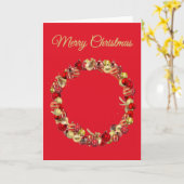 Kerstbal krans met rode groet lege ruimte kaart (Gele Bloem)