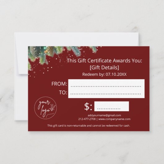 Kerstbal Logo Cadeaubon (Achterkant)