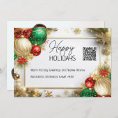 Kerstbal luxe wit goud QR bedrijf Feestdagenkaart (Voorkant / Achterkant)