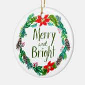 Kerstbal Merry and Bright Keramisch Ornament (Links)