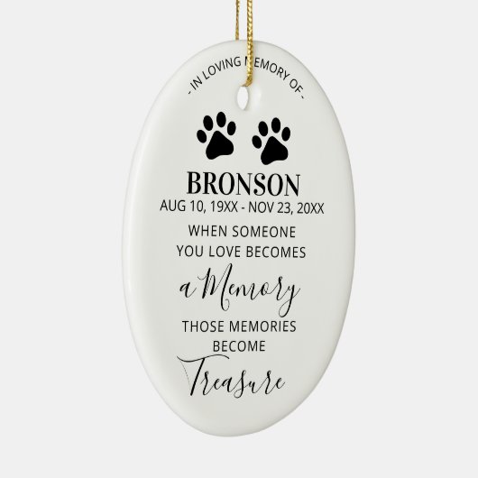 Kerstbal met aandenken aan huisdier keramisch ornament (Rechts)