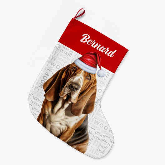 kerstbal met de naam van Dog Grote Kerstsok (Voorkant (Hangend))