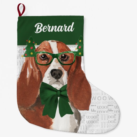 kerstbal met de naam van Dog Grote Kerstsok (Voorkant)