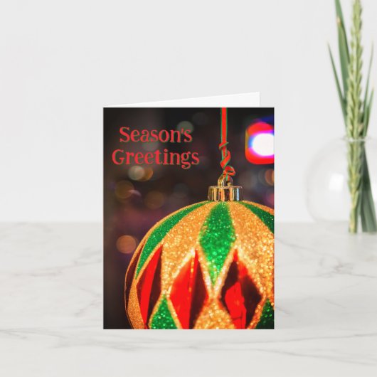 Kerstbal met diamantpatroon feestdagen kaart (Voorkant)