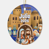 Kerstbal met eigen naam Kerststal Keramisch Ornament (Links)