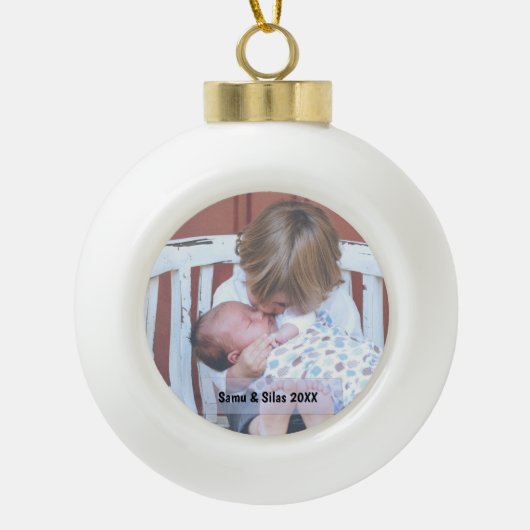 Kerstbal met foto keramische bal ornament (Voorkant)